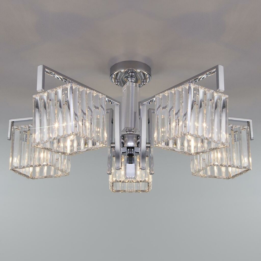 Потолочная люстра Eurosvet April 10117/5 хром/прозрачный хрусталь Strotskis Потолочная люстра Eurosvet April 10117/5 хром/прозрачный хрусталь Strotskis