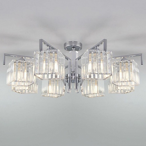 Потолочная люстра Eurosvet April 10117/8 хром/прозрачный хрусталь Strotskis