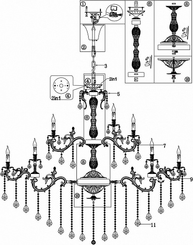 Подвесная люстра Maytoni Monica DIA882-PL-45-G
