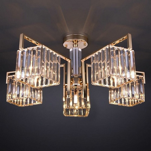 Потолочная люстра Eurosvet April 10117/5 золото/прозрачный хрусталь Strotskis