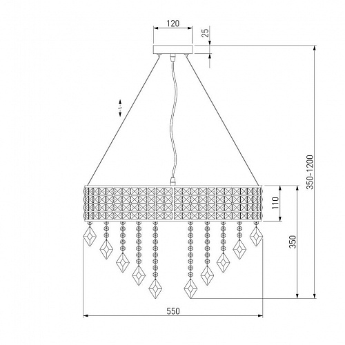 Подвесная люстра Eurosvet Kira 10115/8 хром/прозрачный хрусталь Strotskis