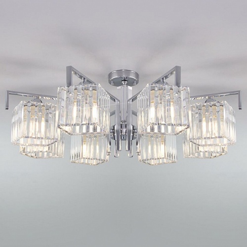 Потолочная люстра Eurosvet April 10117/8 хром/прозрачный хрусталь Strotskis