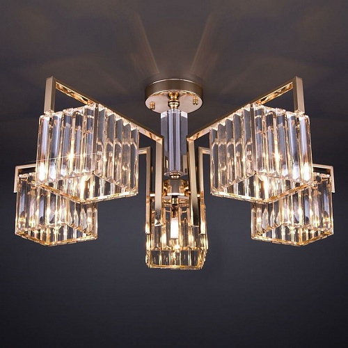 Потолочная люстра Eurosvet April 10117/5 золото/прозрачный хрусталь Strotskis
