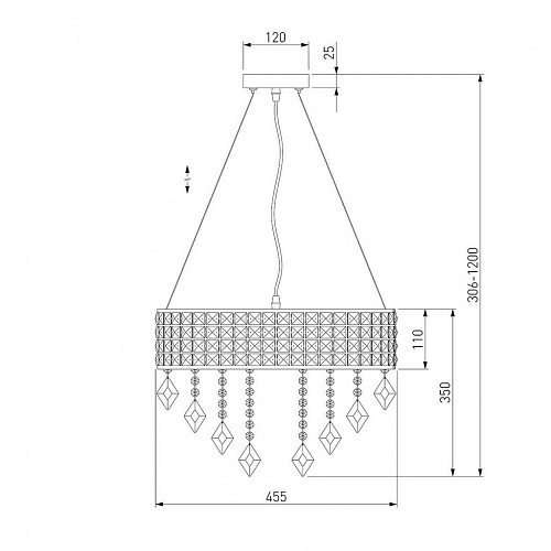 Подвесная люстра Eurosvet Kira 10115/5 хром/прозрачный хрусталь Strotskis