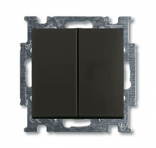 Выключатель двухклавишный ABB Basic55 10A 250V chateau-черный 2CKA001012A2177